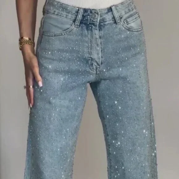 NWT Sparkly Embellished Jeans Size L/8 - Picture 9 of 10